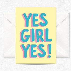 Ja, Mädchen Ja, Postkarte, Boss Lady Karte, Frauen Empowerment Karte, feministische Notecard, Girl Power Karte, weibliche Grußkarte, beste Freundin Karte