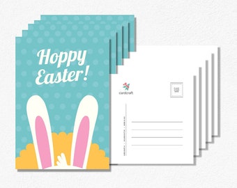 Hoppy Easter Postcards Bundle - Spring Holidays Cards Pack - Cute Bunny Ears Postcards
