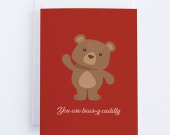 Teddy Bear Love Card Romantic Greeting Card, Custom Blank Card Inside
