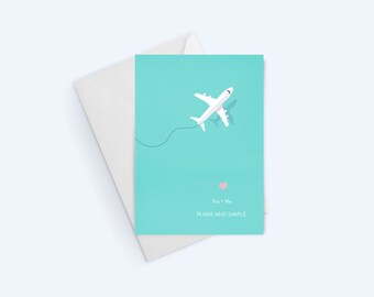 Romantische Karte: You + Me Plane und Schlicht