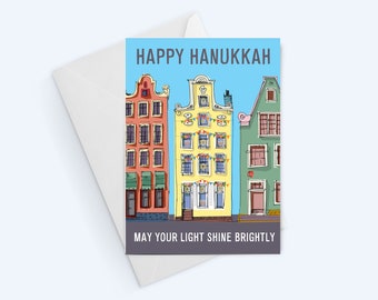 Happy Hanukkah Card, Light Shine Brightly Postcard, Festive Greeting Card, Personalized Note Card, Handwritten Hanukkah Postcard, Seasonal