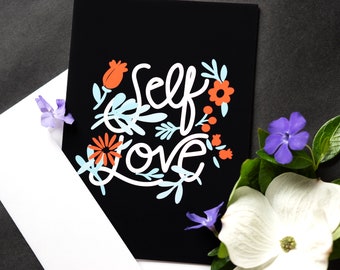Self Love Card, Self Care Greeting Card, Mental Health Awareness, Custom Text Card, Blank Note Card, Emotional Health, Handwritten Message