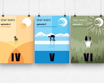 Star Wars Original Trilogy Posters - Star Wars Episode 4 - Stay Wars Episode 5 - Star Wars Episode 6 - Poster Set