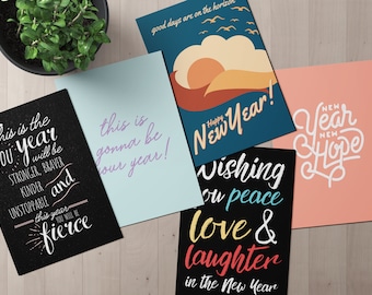 Postcard Set: Happy New Year, Set of 5 or 10 Note Cards