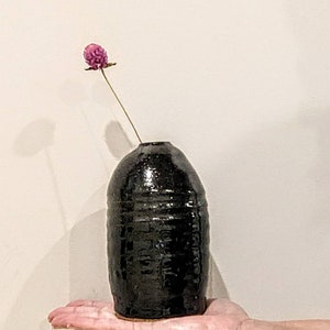 Ceramic Bud Vase, Pottery Flower Vase, Farmhouse Vase, Stoneware Speckled Black Vase