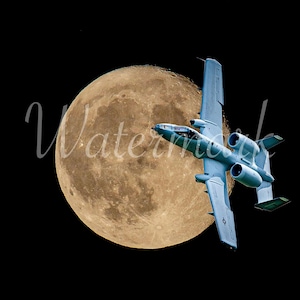 A10 flying passed the moon! (Digital print)