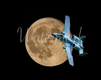 A10 flying passed the moon! (Digital print)