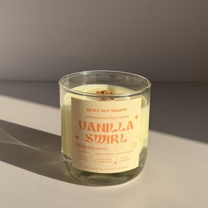 Vanilla Swirl Soy Wax Candle, Crackling Wooden Wick, Cozy Gift, Gifts for Her, Gifts for Him, Home Decor, Valentine&#39;s Day Gifts