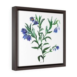 Bluebells-Fine Art Print/ Square Framed Premium Gallery Wrap Canvas by Rachel Tucker/Bedroom Office Wall Art/ Colorful texture/ Floral Art