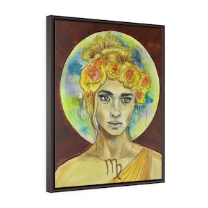 Virgo -Fine Art Print/Vertical Framed Premium Gallery Wrap Canvas by Rachel Tucker-Zodiac Goddess Series/Bedroom Art/ Office Wall Art print