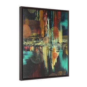 City Reflections -Fine Art Print/Vertical Framed Premium Gallery Wrap Canvas by Rachel Tucker/Bedroom Office Wall Art/ Colorful texture art