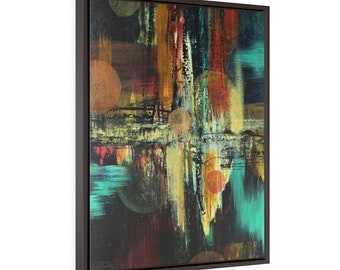 City Reflections -Fine Art Print/Vertical Framed Premium Gallery Wrap Canvas by Rachel Tucker/Bedroom Office Wall Art/ Colorful texture art