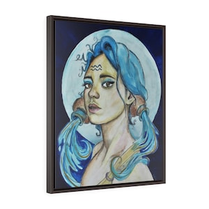 Aquarius-Fine Art Print/Vertical Framed Premium Gallery Wrap Canvas by Rachel Tucker-Zodiac Goddess Series/Bedroom Office Wall Art print