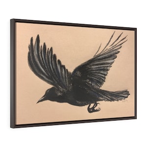 Plumed - Fine Art Print/Framed Premium Gallery Wrap Canvas by Rachel Tucker/Bedroom Art/ Office Wall Art print/ Raven/Crow Art Canvas Print