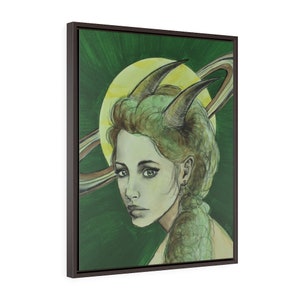 Capricorn -Fine Art Print/Vertical Framed Premium Gallery Wrap Canvas by Rachel Tucker-Zodiac Goddess Series/Bedroom Office Wall Art/ Print