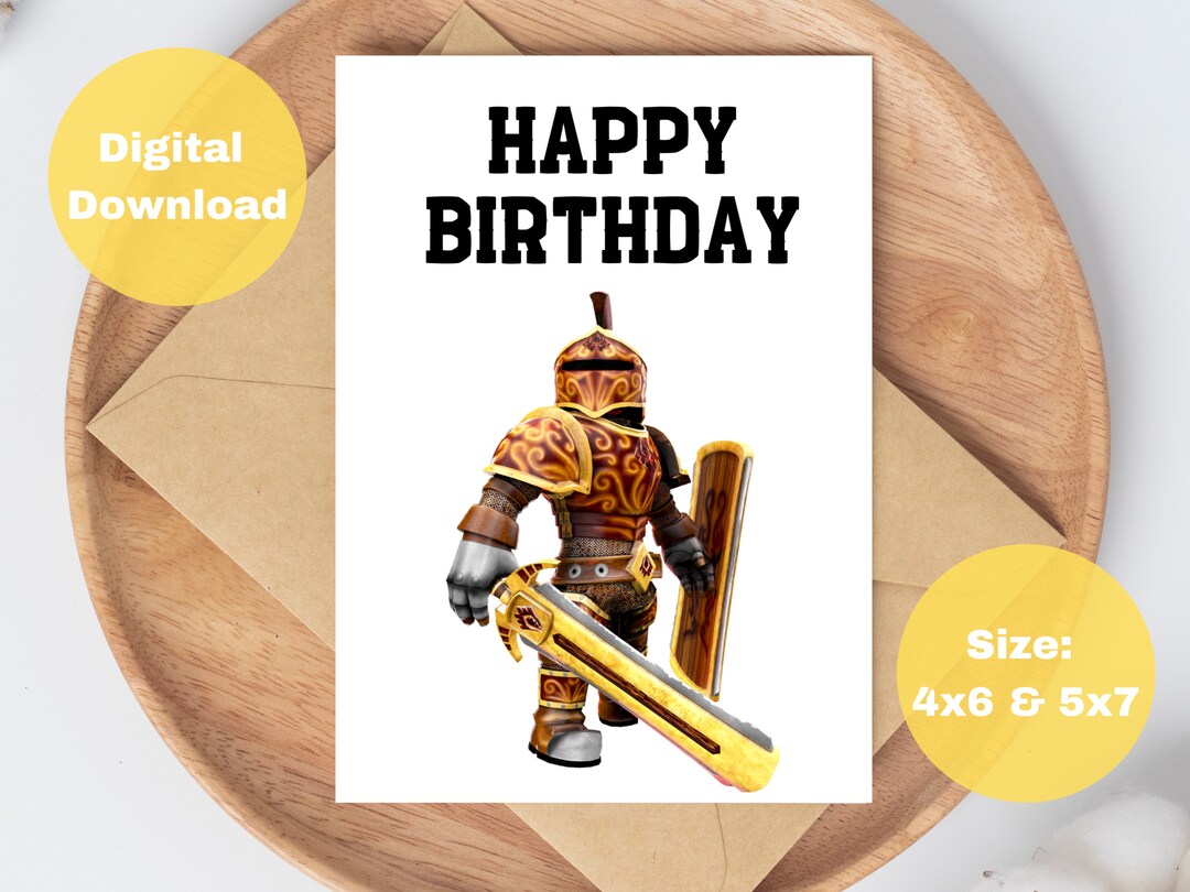 Printable Roblox Happy Birthday Card Roblox Birthday Card Etsy