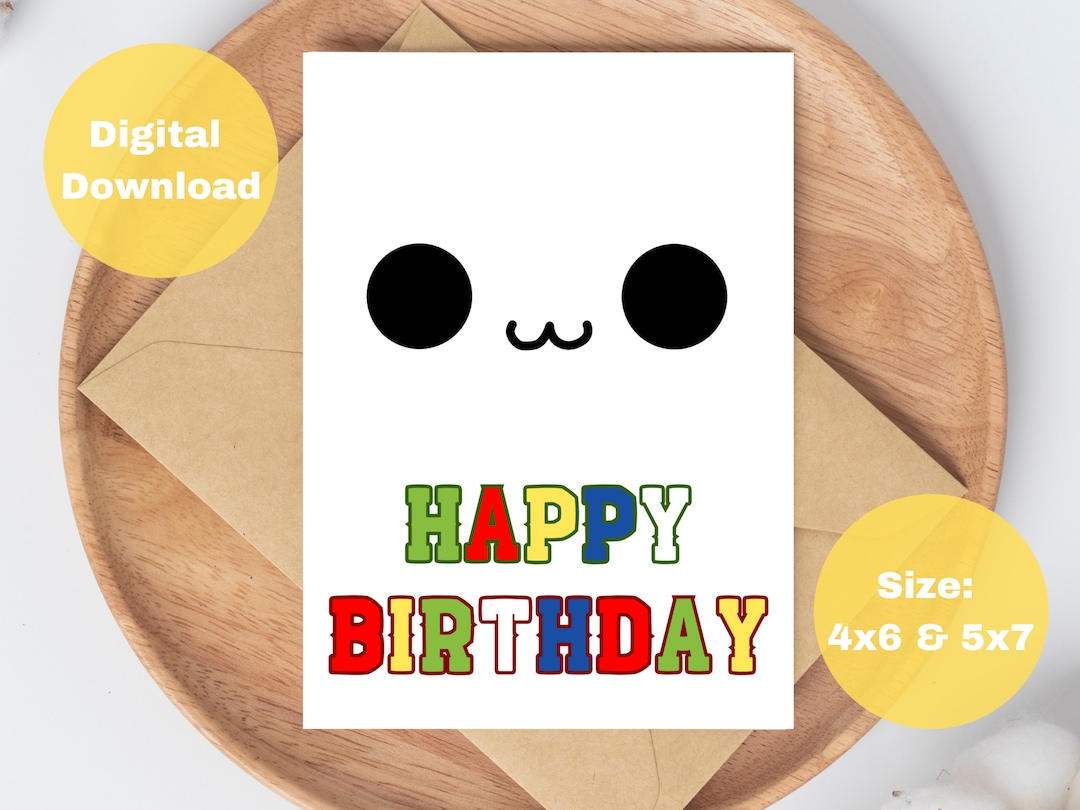 Printable Roblox Happy Birthday Card Roblox Birthday Card Etsy