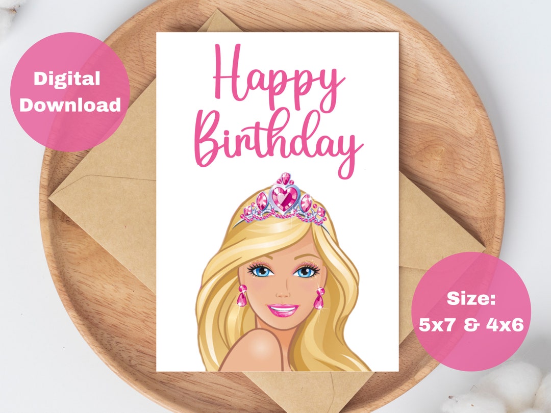 Printable Barbie Birthday Card Happy Birthday Barbie Barbie - Etsy