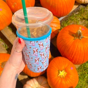 Cowboy Boot Drink Sleeve || Coffee Sleeve || Iced Coffee  || Drink Holder || Blue