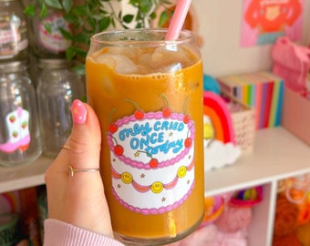 Only Cried Once Can Cup || Cup for Iced Drinks || Beer Can Glass || Soda Can Glass || Libbey Glass || Iced Coffee Cup || Cake