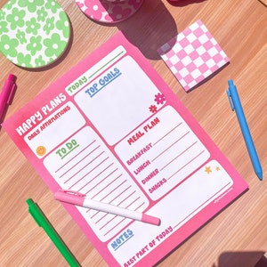 Happy Plans Notepad || Planner Notepad || Stationery || To-Do List || Daily Planner