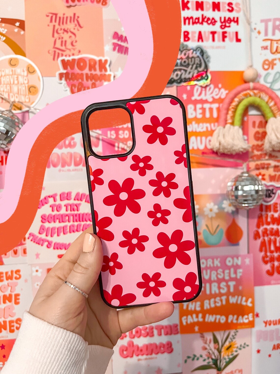 Red Orange and Pink Flower Phone Cases Iphone Case Etsy