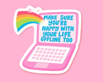 Naklejka na laptopa Happy Offline | Wodoodporna, wycinana