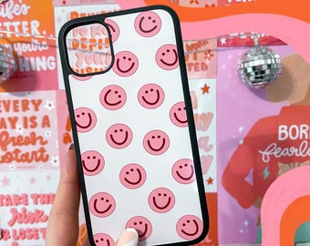 Pink Smile Phone Case || iPhone Case || Happy Face Phone Case
