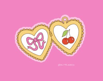 Locket Sticker: Waterproof Die-Cut Bows & Cherries