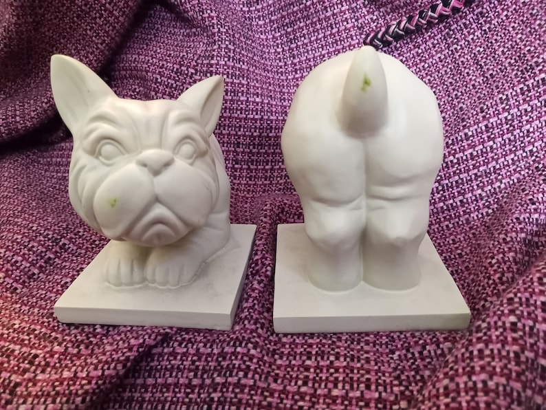 Vintage French Bulldog Chalkware Bookends