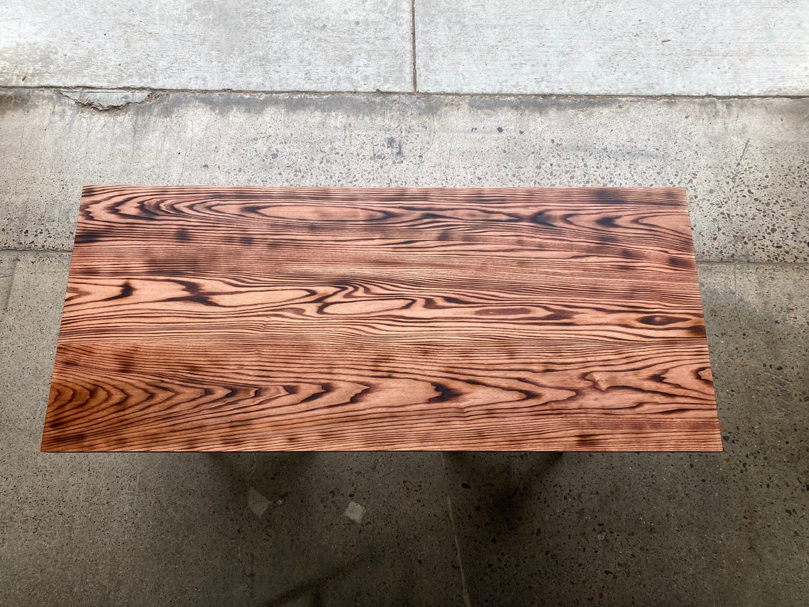 Charred Ashwood Table Top With Mahogany Finish Etsy