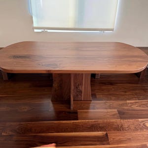 Walnut Oval Dining Table / Hardwood Pedestal Base