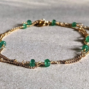 Emerald Necklace Emerald Choker Necklace Natural Emerald Bead Chain Necklace 14k Gold Emerald Necklace 55th anniversary Gift For Her