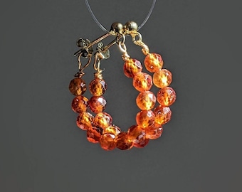 Natural Garnet Hoop Earrings Garnet Stud Earrings Garnet Mini Hoop Earrings January Birthstone Orange Garnet Jewellery Gifts For Her