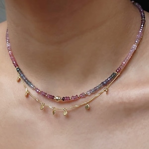 Natural Multicolour Spinel Beaded Necklace Multi Spinel Necklace MultiGemstone Necklace Gold Spinel Jewellery Rainbow Gemstone Necklace
