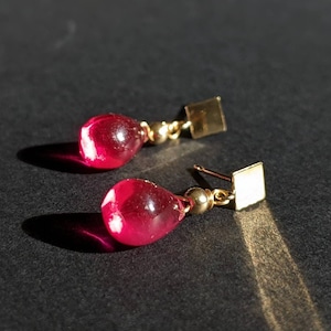 Gold Ruby Earrings, Ruby Drop Earrings, Natural Ruby Stud Earrings,Corundum Ruby,40th Anniversary Gift,Red Gemstone Earrings,Ruby Jewellery