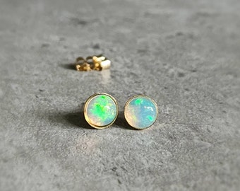 Genuine Opal Stud Earrings Ethiopian Flashy Opal Stud Earrings Opal Stud Earrings Fire Opal Earrings  Silver Opal Jewelry Opal Gift For Her