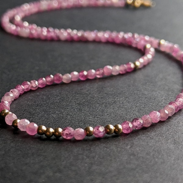 Natural Ruby Gold Necklace |Ruby Beaded Necklace |Ruby Choker Necklace| Natural Ruby Pendant| Ruby 14K Gold Necklace |40th Anniversary Gift