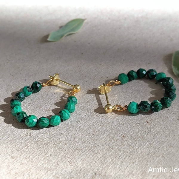 •MALACHITE OVAL• silver dangle earrings