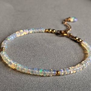 Gold Opal Bracelet Ethiopian Opal Bracelet Natural Opal Beaded Bracelet Dainty Opal Skinny Bracelet Handmade Opal Bracelet Opal Jewellery