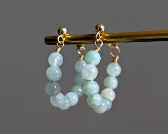 Jade Earrings Burma Jade Mini Hoops Gold Jade Earrings Natural Jade Earrings Burma Jade Studs Jade Jewellery Apple Green Jade Earrings