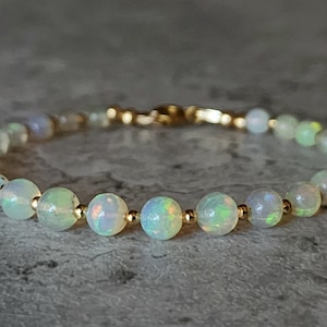 Gold Opal Bracelet Flashy Opal Beaded Bracelet Natural Opal Round Bracelet Ethiopian Opal Bracelet Handmade Opal Bracelet Opal Jewellery