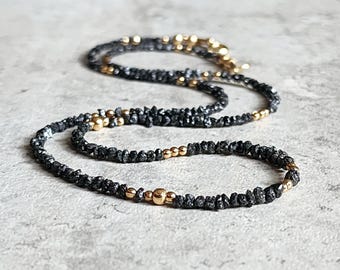 Natural Diamond Necklace Black Diamond Bead Necklace Raw Diamond Necklace Gold Diamond Choker Blue Diamond Jewellery Genuine Diamond Collar
