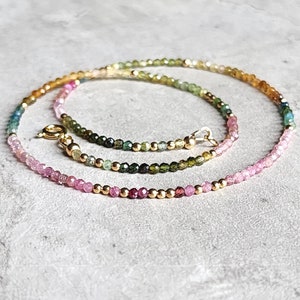 Regenbogen Turmalin Halskette Multicolor Stein Halskette Multicolor Turmalin Choker Wassermelone Turmalin Halskette 14K Turmalin Schmuck