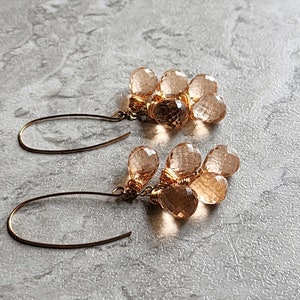 Gold Morganite Earrings Peach Morganite Drop Earrings Morganite Dangle Earrings Morganite Cascade Earrings Morganite 14K Earrings Jewellery
