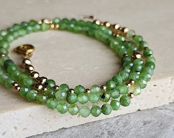 Natural Jade Necklace Jade 14K Necklace Jade Beaded Necklace Natural Jade Choker Gold Jade Neckace Jade Layering Necklace Jadeite Necklace