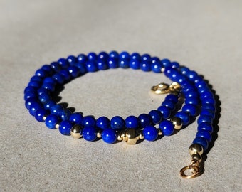 Lapis Lazuli Necklace Lapis Lazuli Beaded Necklace Natural Blue Gemstone Necklace 14K Gold Lapis Lazuli Necklace Lapis Lazuli Jewellery