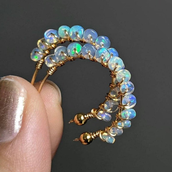 Australian Opal Hoop Earrings - Etsy