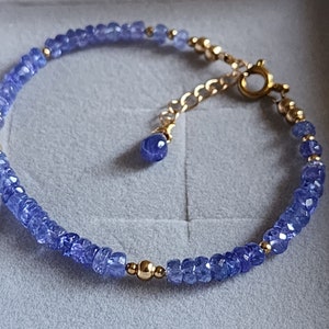 Naturligt tanzanitarmband Tanzanitpärlarmband Tanzanit 14K armband Lila ädelstenshalsband Fint tanzanitguldsmycken för henne bild 9