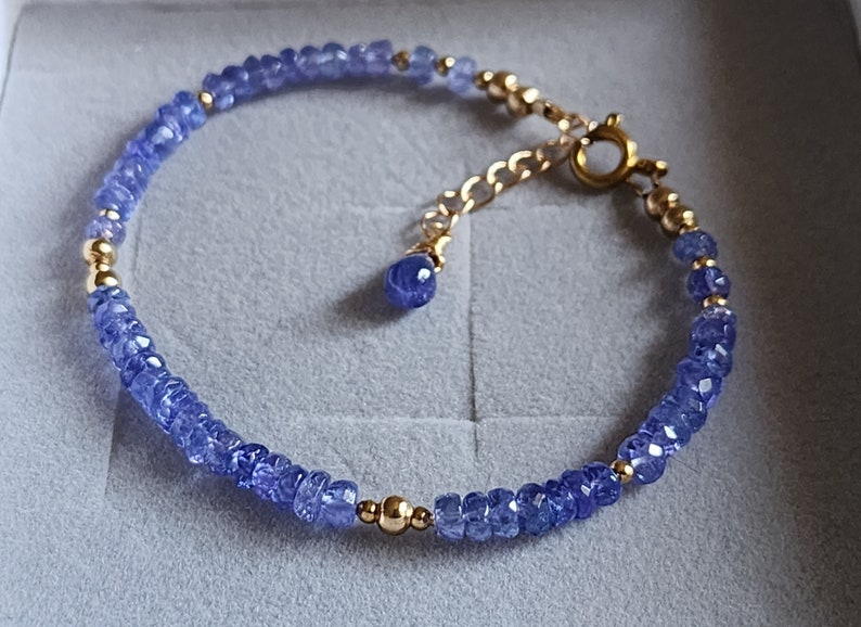Naturligt tanzanitarmband Tanzanitpärlarmband Tanzanit 14K armband Lila ädelstenshalsband Fint tanzanitguldsmycken för henne bild 9